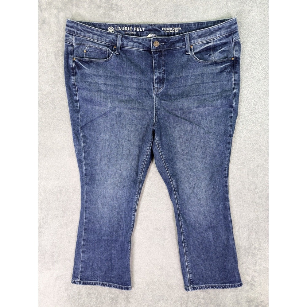 Laurie Felt Jeans Womens‎ 20WP Blue Crop Baby Bell Bootcut High Rise Stretch